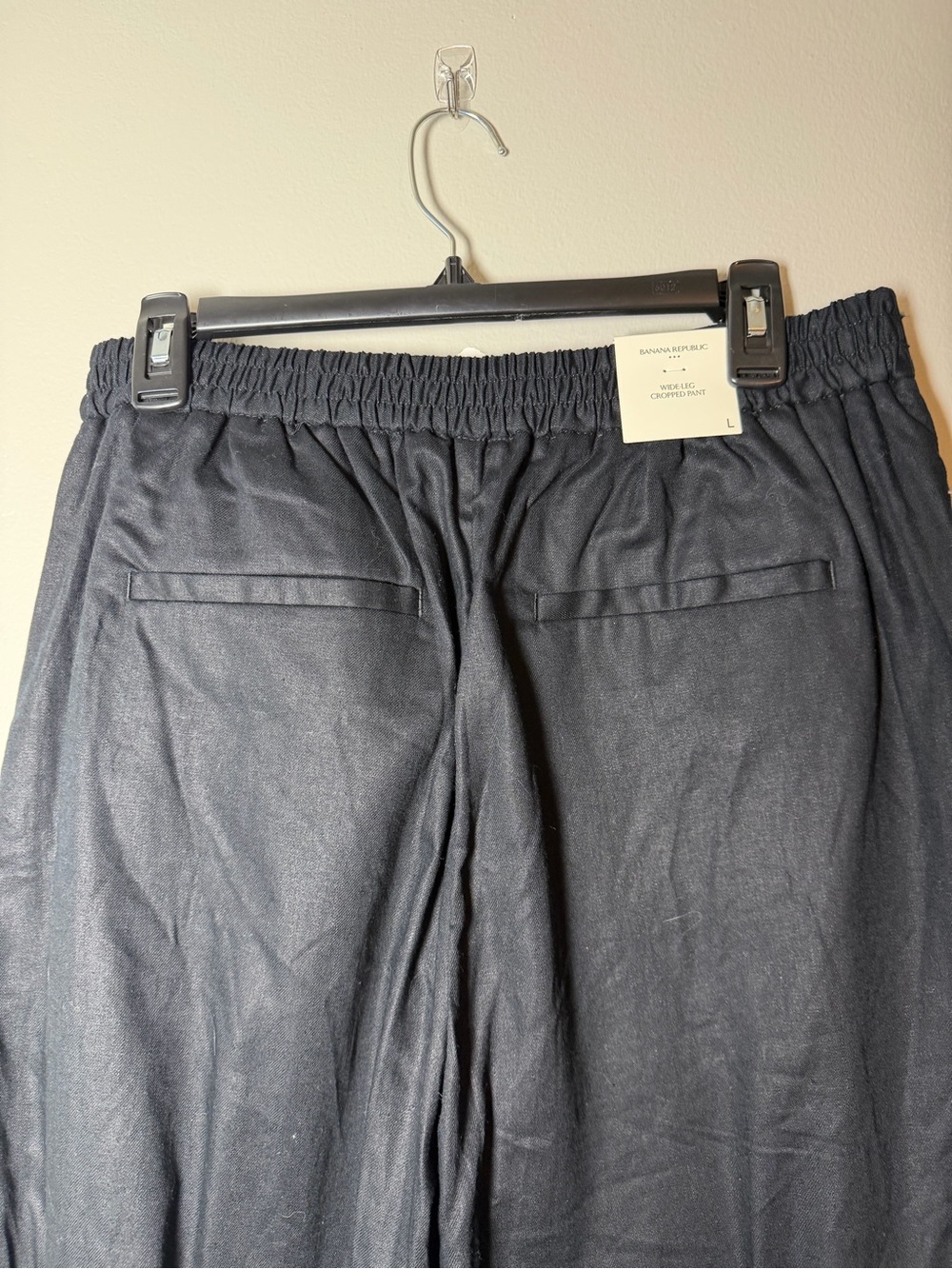 Banana Republic Wide Rise Cropped Linen Blend Black Pants size Large - Picture 10 of 10